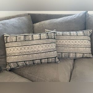 Set of 2 World Market Black and Cream Geometric Decorative Pillow