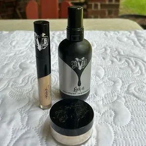 Set Of 3 Bundle Kat VonD Makeup Powder Lock It Concealer Spray & Settin…