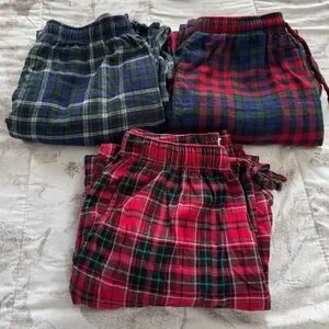 Set of 3 Hanes men’s flannel Plaid Sweatpants - Red Blue and Green size M