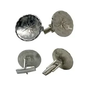 Set Of 3 Vintage Silver Cufflinks Etched Textured Designs Swank/Unsigned Vintage