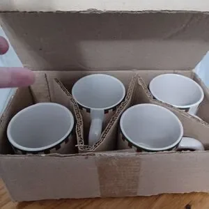 Set Of 4 Coffee Hot Coco Mugs Folk Art Christmas Santas Debbie Mumm