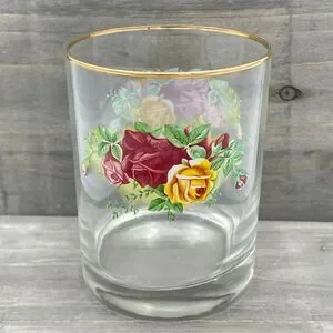 Set Of 4 Royal Albert Old Country Roses Double Old Fashioned Drinkware Glasses