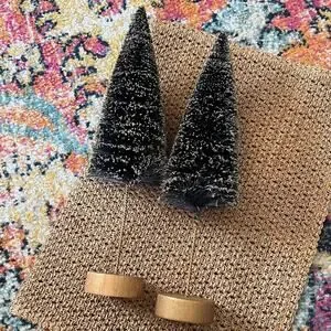 Set Of 6 Black & Gold Cream Bottle Brush Trees Halloween Fall Christmas 2-L 4-XS