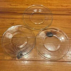 Set Of EIGHT 8” Heavyweight 1/4” Thick Curved Edge Glass Salad Dessert Plates