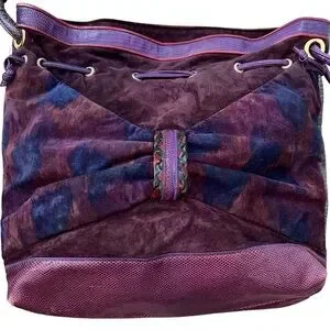Sharif Purple Vintage Leather Hobo Shoulder Bag Large