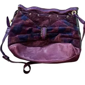 Sharif Purple Vintage Leather Hobo Shoulder Bag Large