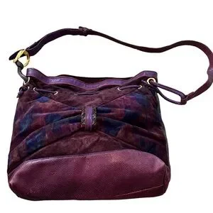 Sharif Purple Vintage Leather Hobo Shoulder Bag Large