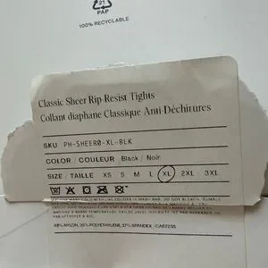 Sheertex Classic Sheer Rip-Resist Tights Black XL