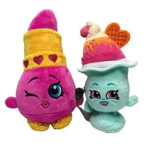 Shopkins Lippy Lips Suzie Sundae Plush Lot Set of 2 Toys Ice Cream Pink Lipstick