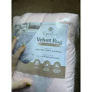 Signature Loom Velvet Rug Collection 4x5 Luxury High Quality LivingRoom Rug Pink