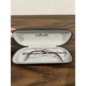 Silhouette Eyeglasses Frames 5227 40 6053 Purple Round Rimless 17-135 Hard Case