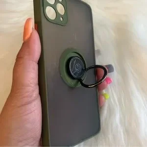 Silicone Case For Iphone 11 Pro Max 6.5 Magnet Ring Stand Green