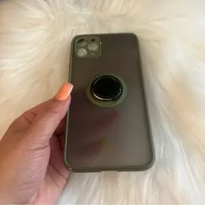 Silicone Case For Iphone 11 Pro Max 6.5 Magnet Ring Stand Green