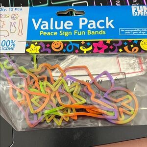Silicone Tie-Dyed Peace Sign Fun Bands 12 Pack