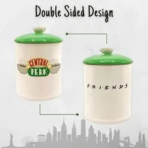 Silver Buffalo Friends Central Perk Logo Ceramic Cookie Jar Large White/Green