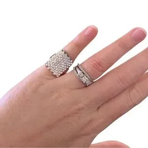 Silver Crystal Statement Cocktail Party Ring