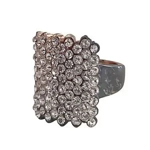 Silver Crystal Statement Cocktail Party Ring