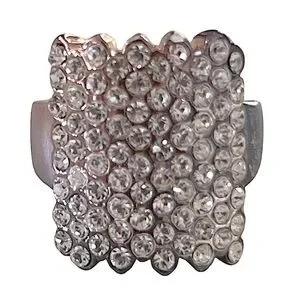 Silver Crystal Statement Cocktail Party Ring