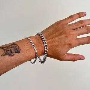 Silver Cuban Link Stainless Steel Chain Bracelet