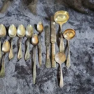 Silver Plated Bundle Of Servewear Flatware Vintage Onieda Sheffield Rogers