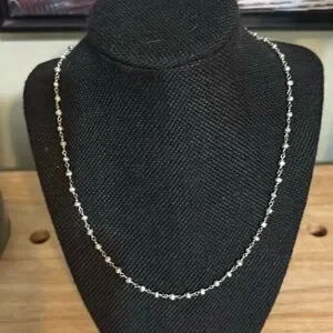 Silver Spark Pyrite Necklace 18” NEW Handmade