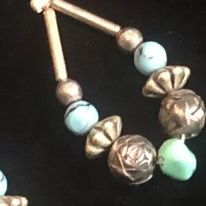 Silver & Turquoise Boho Earrings – Handcrafted Tribal Southwestern Style Vintage