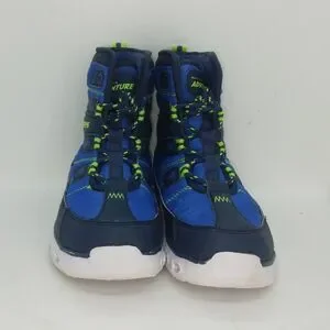 Skechers Hypno-Flash Boys Pre-owned Light Up Blue & Black Winter Boots - Sz. 13