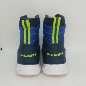 Skechers Hypno-Flash Boys Pre-owned Light Up Blue & Black Winter Boots - Sz. 13