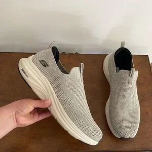 Skechers Men's Vapor Foam Oxulus Sneaker Taupe/Black Size 13 Wide Slip On