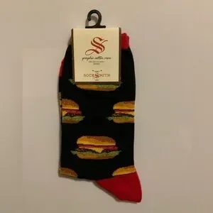 Sock Smith Hamburger Graphic Crew Socks NWT