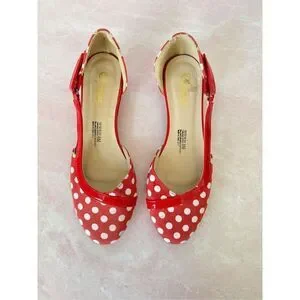 Sofwear Beacon Vintage retro Red Polka Dot Low Heel Shoes Big Kids 4.5 Or Women’