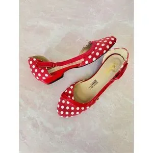 Sofwear Beacon vintage retro red polka dot low heel shoes big kids 4.5 or women’