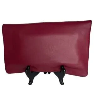 Sole Society Nordstrom Rifkie Fold Over Clutch Faux Leather Burgundy & Cheetah