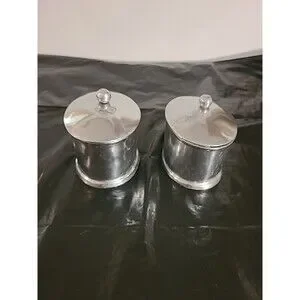 Solid Pewter Oval Trinket Box W/lids Brushed Silver Color Bathroom/bedroom
