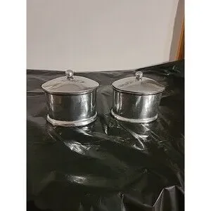 Solid Pewter Oval Trinket Box W/lids Brushed Silver Color Bathroom/bedroom