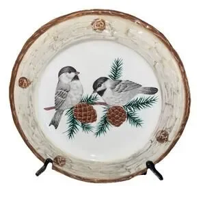 Sonoma Life Style Knollwood 8 1/8" Accent Decor Plate - Birds-pinecones
