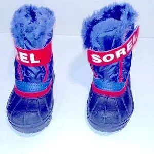 Sorel commander snow black  red & blue boots
