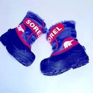 Sorel commander snow black  red & blue boots