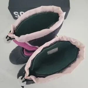 Sorel Flurry Print Insulated Waterproof Winter Snow Boot Girls Black Pink Size 3