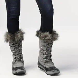 Sorel Joan of Artic Suede Winter Insulated Fur boots Gray Black size 7.5