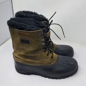 Sorel Kaufman Winter Boot In Green Suede Uppers Size 11 Height Is 11" Tall
