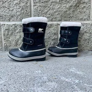 SOREL Kids 1964 Pac Snow Boots 10 27 Faux Fur Black Suede Waterproof Winter Boot