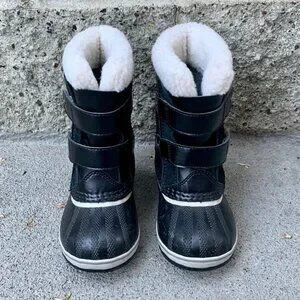 SOREL Kids 1964 Pac Snow Boots 10 27 Faux Fur Black Suede Waterproof Winter Boot
