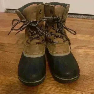 Sorel Slimpack Lace II Duck Boots Womens Size 7.5 NL2348-286 Elk Black