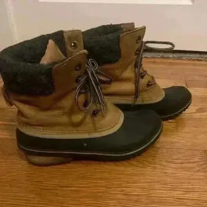 Sorel Slimpack Lace II Duck Boots Womens Size 7.5 NL2348-286 Elk Black