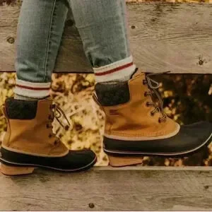 Sorel Slimpack Lace II Duck Boots Womens Size 7.5 NL2348-286 Elk Black