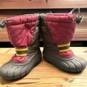 Sorel Youth Boots Size 1‎ Snow Winter Red Insulated Cinch Top