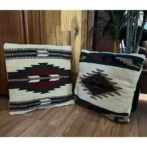 Southwestern Tribal Pillows Set of 2 18x18 Aztec Square Rustic Pillows w/ Insert