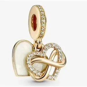 Sparkling Infinity Heart Dangle Charm For Pandora Bracelet Necklace