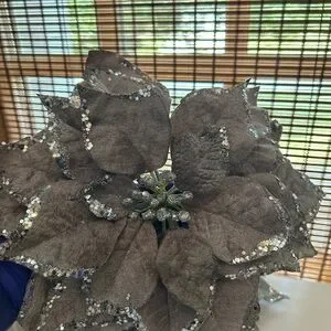 Sparkling Silver Poinsettia Ornaments
